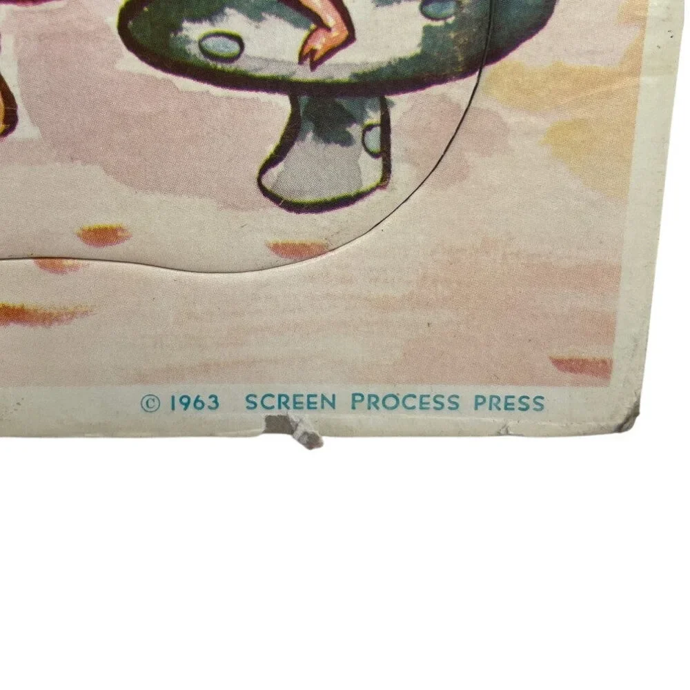 Vintage 1963 Screen Process Press School Worm Teacher Cardboard Jigsaw Puzzle
